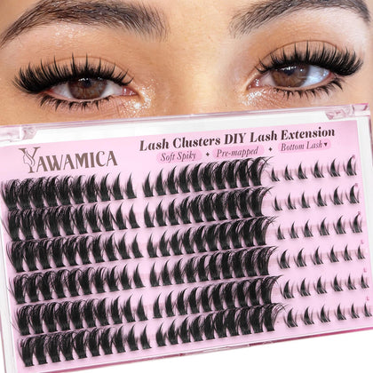Yawamica Pre-Mapped Lash Clusters front view with packaging