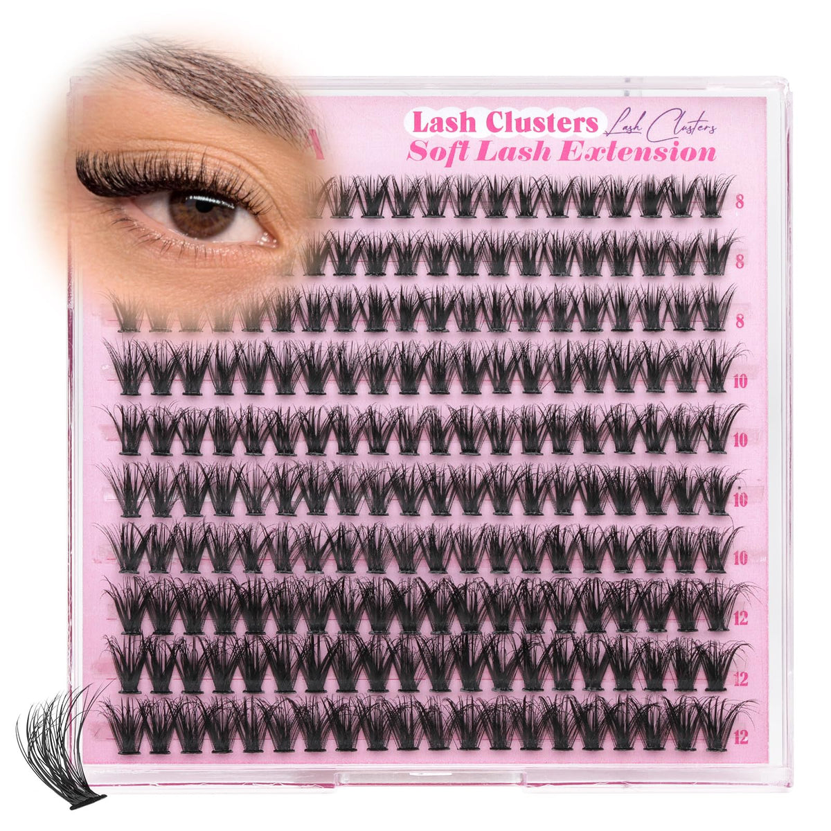 Yawamica Short Lash Clusters 8-12mm front view