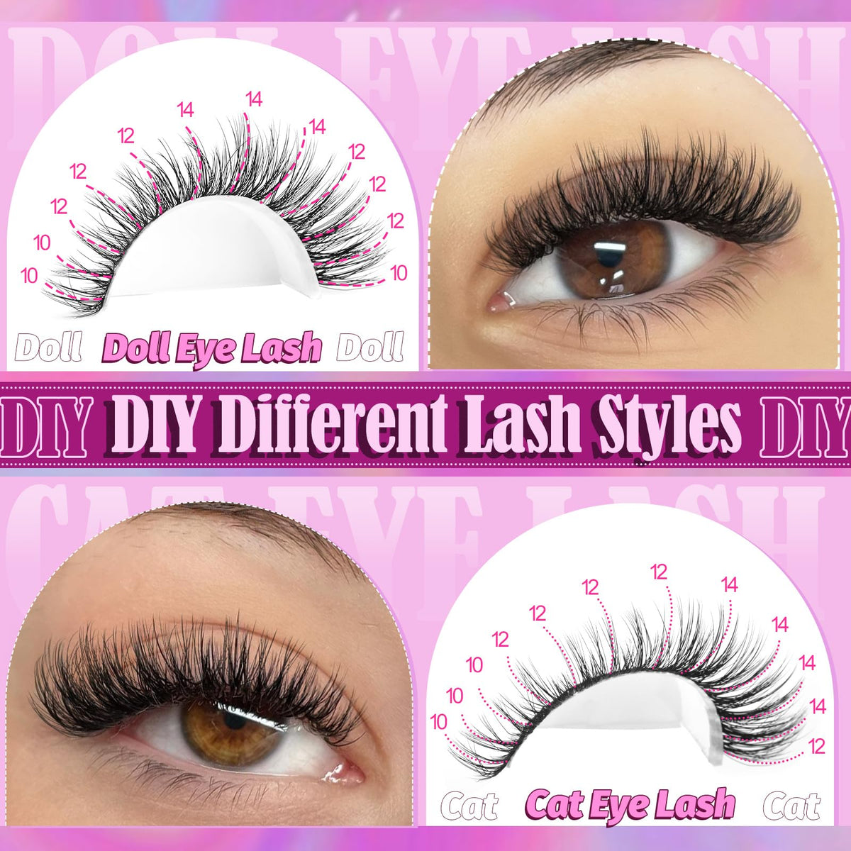 Yawamica Wispy Lash Clusters in use on model