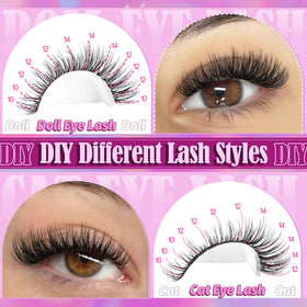 Yawamica Wispy Lash Clusters in use on model