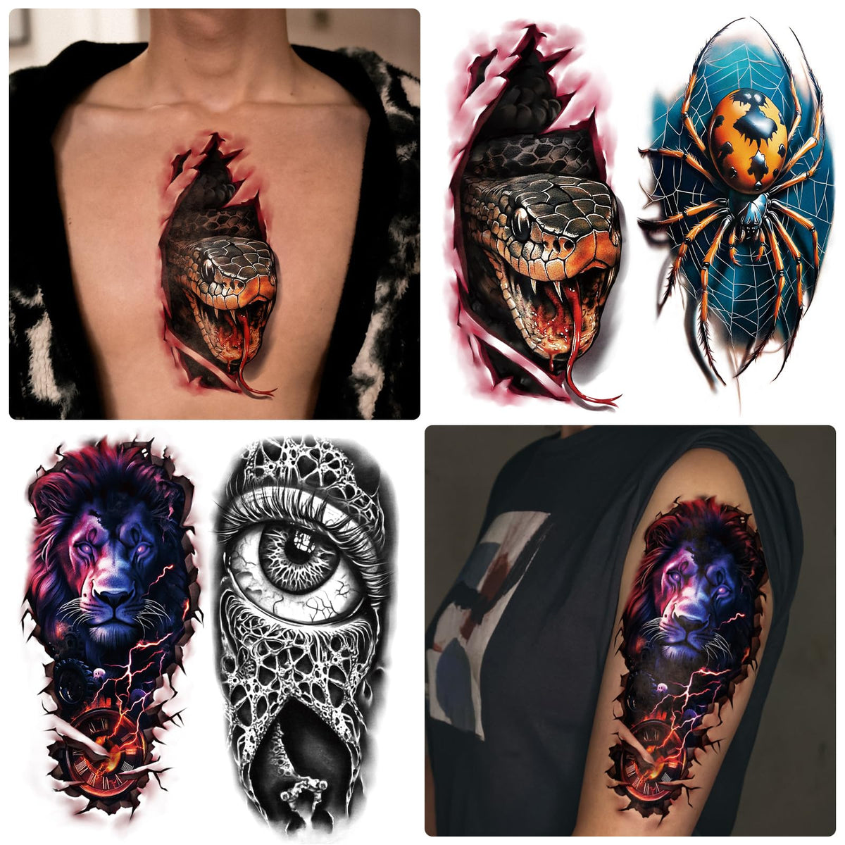 Yazhiji 3D temporary tattoos displaying a lifelike wolf design