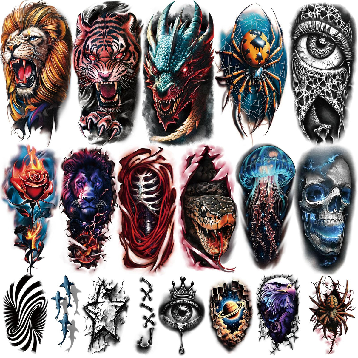 Yazhiji 3D temporary tattoos featuring a realistic skull design