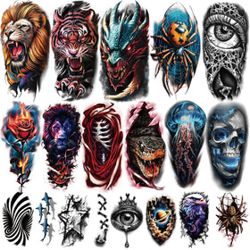 Yazhiji 3D temporary tattoos featuring a realistic skull design
