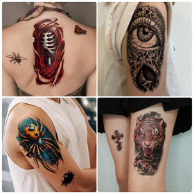 Yazhiji 3D temporary tattoos featuring a spider design