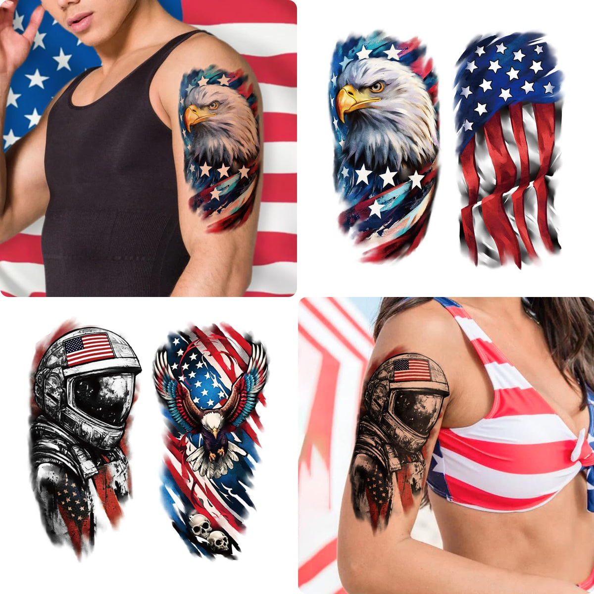 Yazhiji Independence Day tattoos showing various patriotic symbols