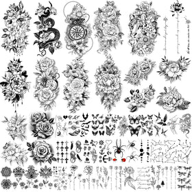 Yazhiji large flower temporary tattoos collection front view