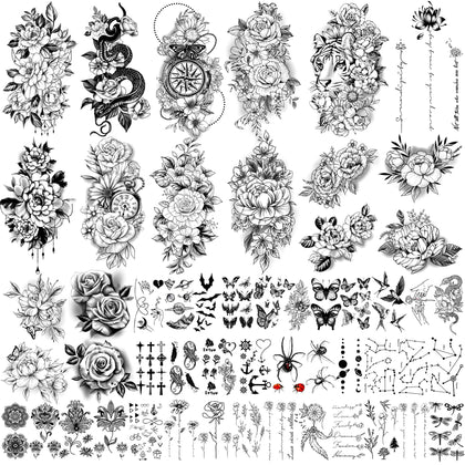 Yazhiji large flower temporary tattoos collection front view