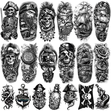 Yazhiji Pirate Temporary Tattoos 77 sheets assorted designs