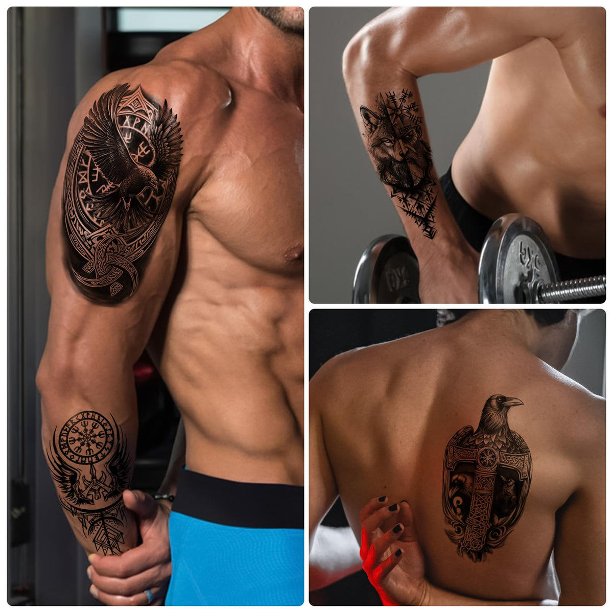Yazhiji tattoos featuring Thor's Hammer and Rune designs