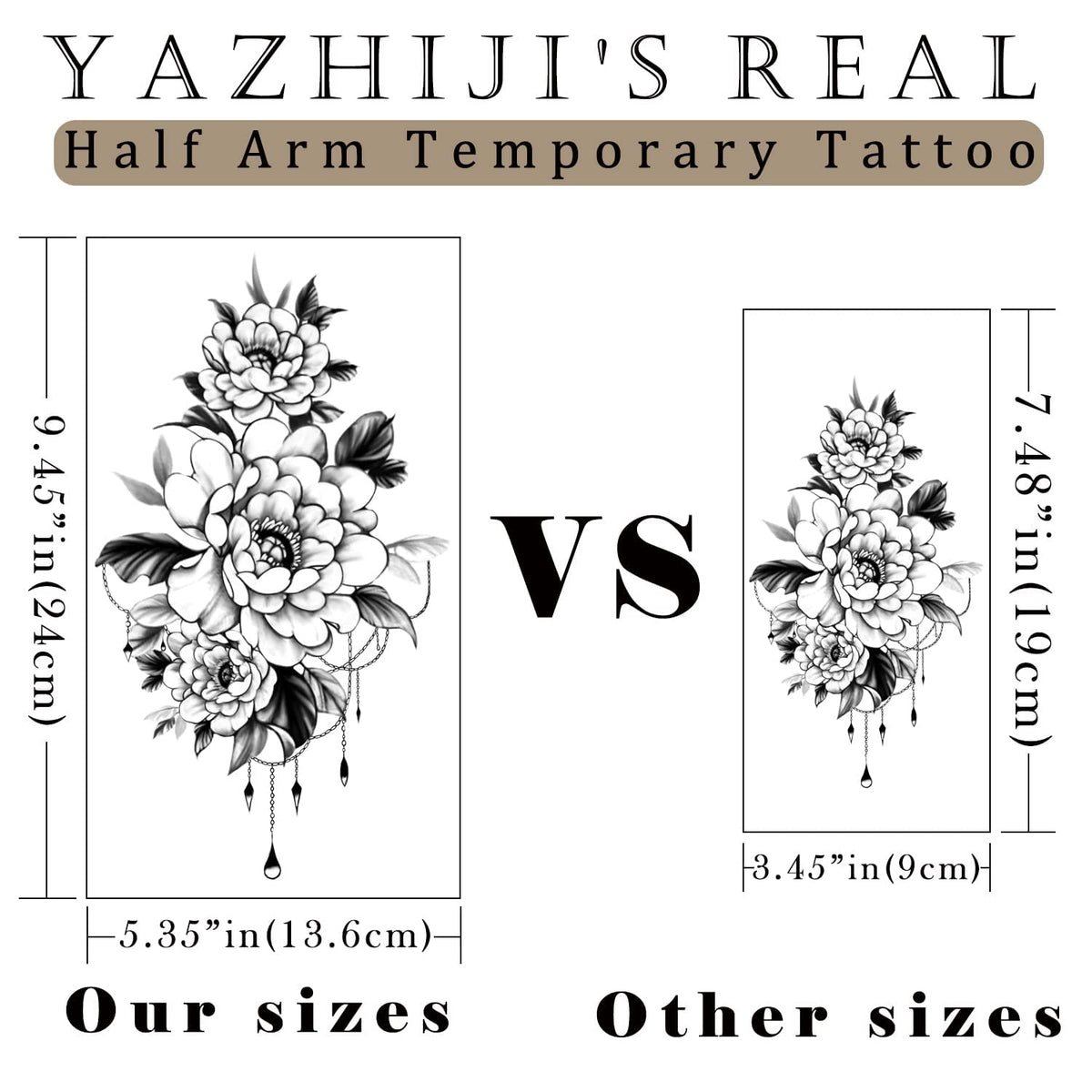Yazhiji temporary tattoos on display with vibrant colours