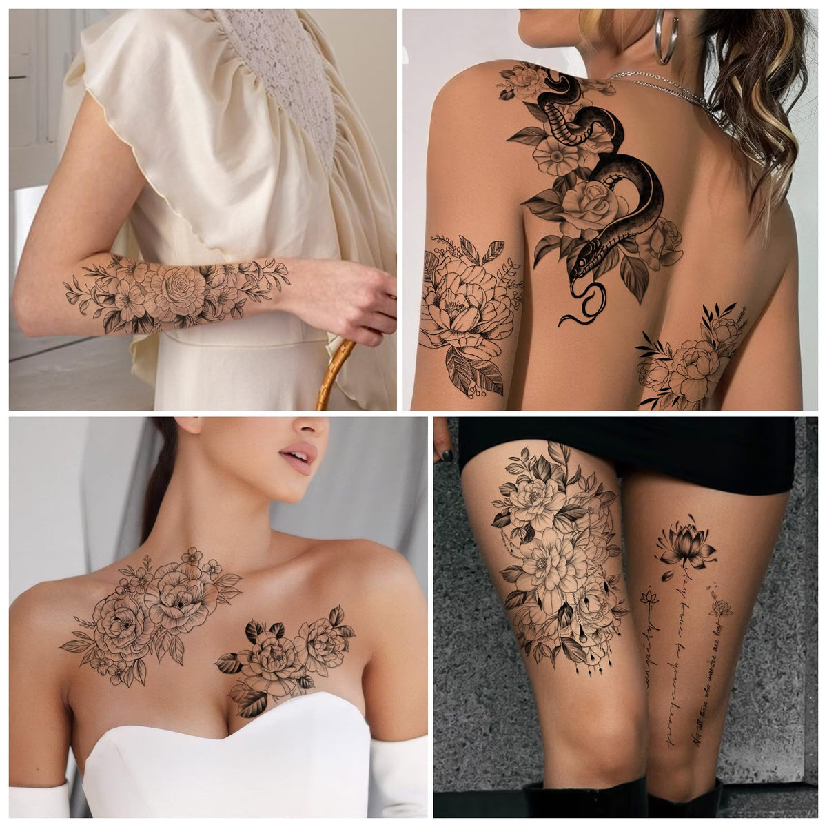 Yazhiji temporary tattoos on skin showcasing flower patterns