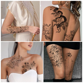 Yazhiji temporary tattoos on skin showcasing flower patterns