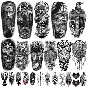 Yazhiji Viking Temporary Tattoos 77 sheets assorted designs