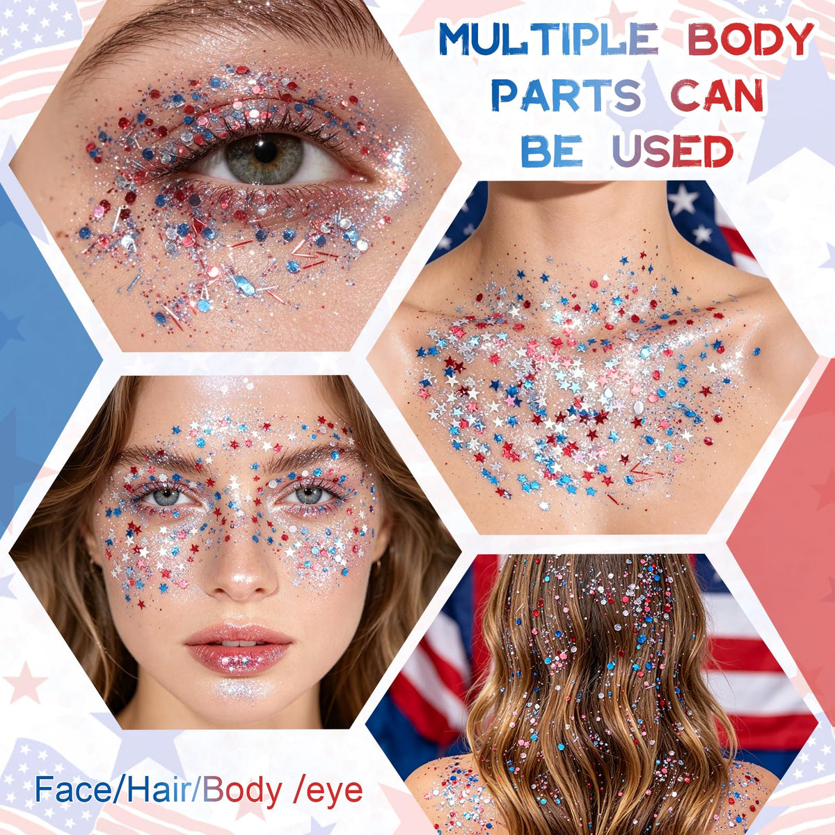 YBUETE Glitter Stick used in festive makeup for a party