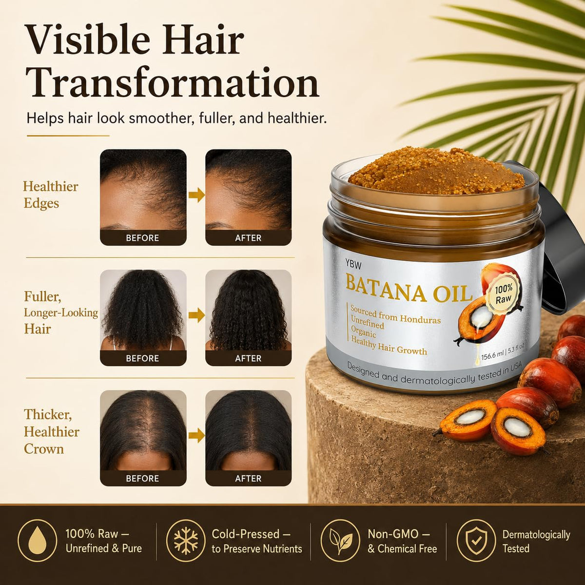 YBW Batana Oil 159g being applied to scalp