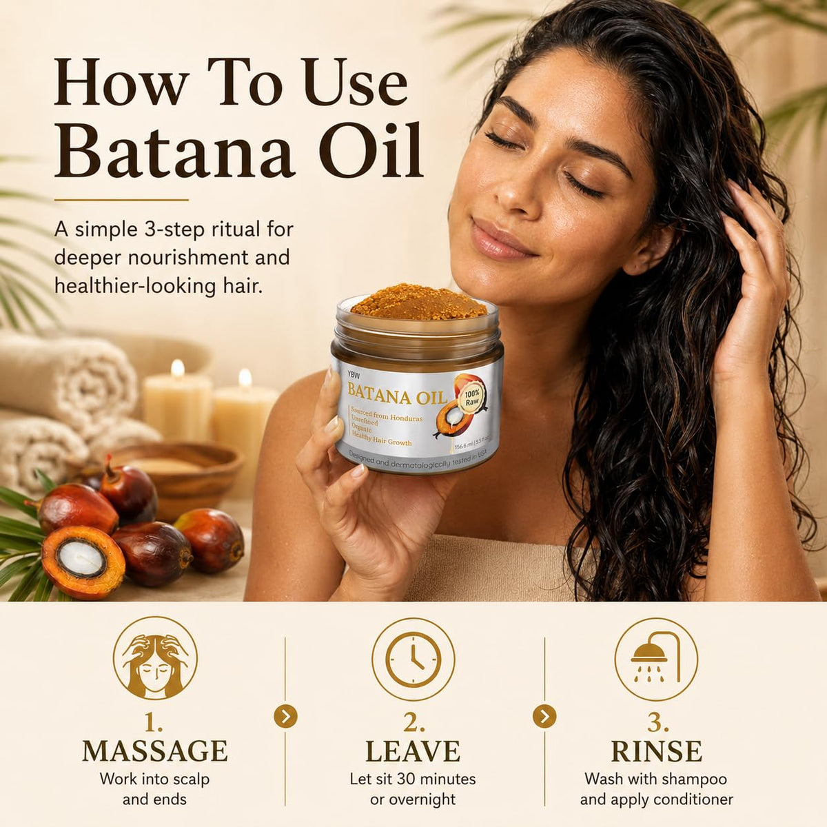 YBW Batana Oil 159g in a bathroom setting
