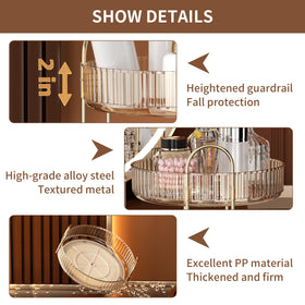 YCIA&DONE 360 Rotating Makeup Organizer Amber Gold on vanity