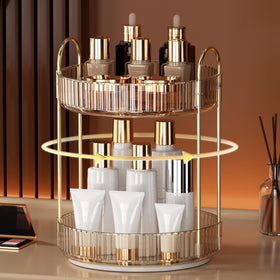 YCIA&DONE 360 Rotating Makeup Organizer Amber Gold side view