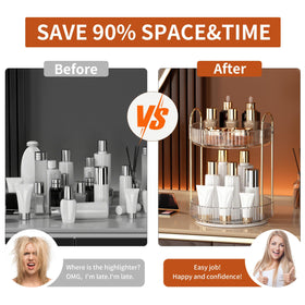 YCIA&DONE 360 Rotating Makeup Organizer clear white close-up