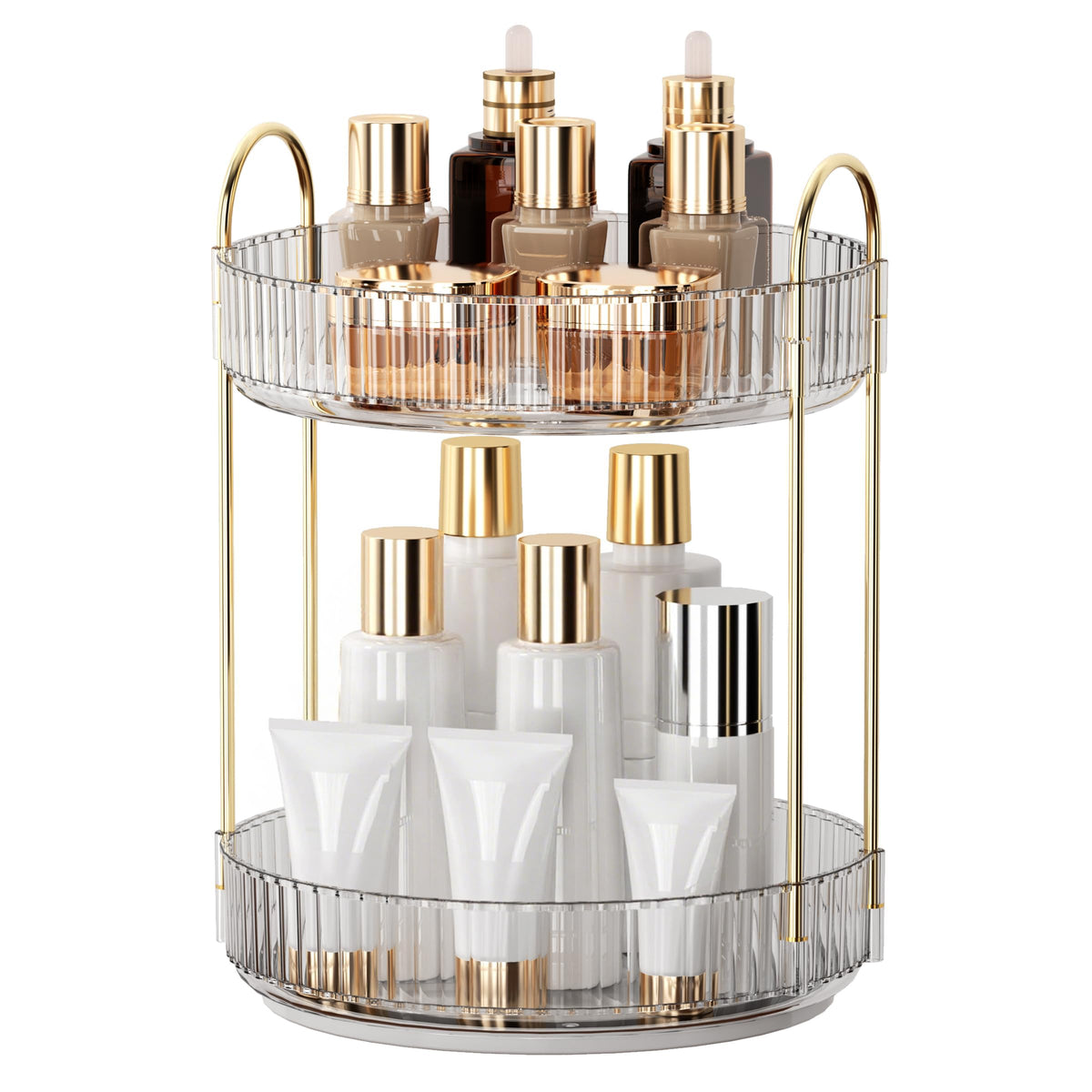 YCIA&DONE 360 Rotating Makeup Organizer clear white front view
