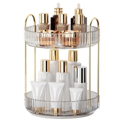 YCIA&DONE 360 Rotating Makeup Organizer clear white front view
