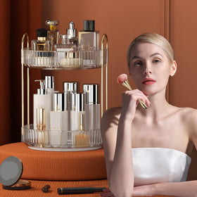 YCIA&DONE 360 Rotating Makeup Organizer clear white on vanity