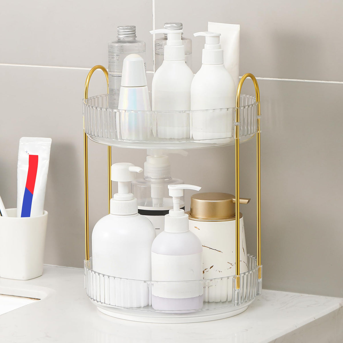 YCIA&DONE 360 Rotating Makeup Organizer clear white packaging