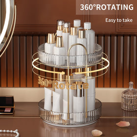 YCIA&DONE 360 Rotating Makeup Organizer clear white with cosmetics