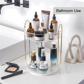 YCIA&DONE 360 Rotating Makeup Organizer clear white with perfume bottles