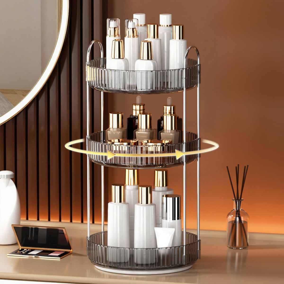 YCIA&DONE 360 Rotating Makeup Organizer with perfume bottles