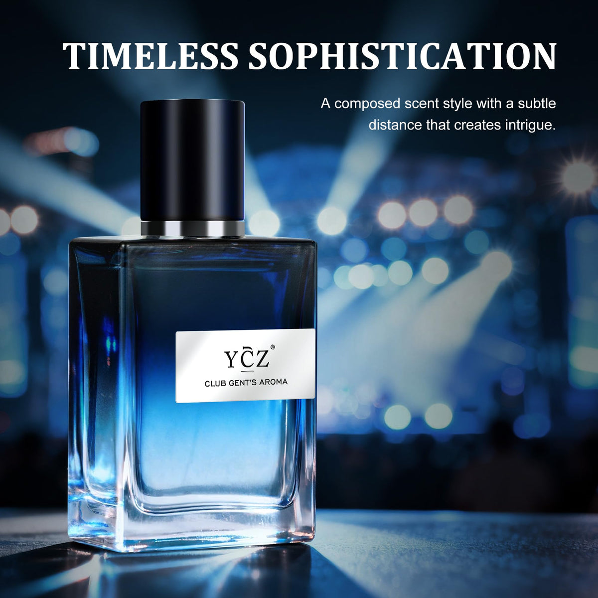 Ycz Gentleman's Aroma Eau de Parfum with a background of men's accessories