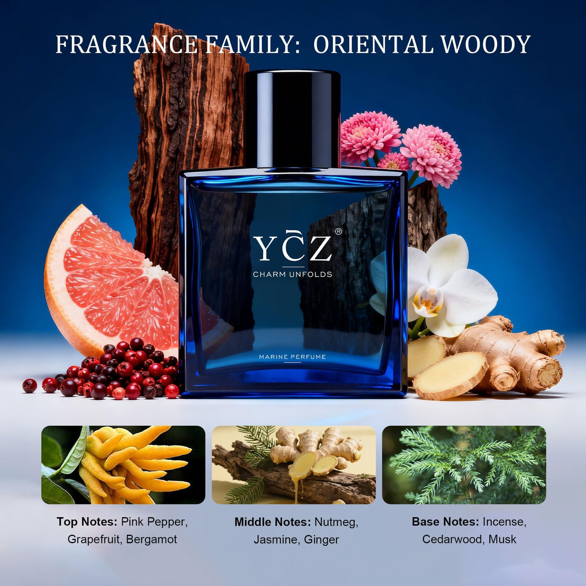Ycz Midnight Marine Eau De Parfum bottle side view
