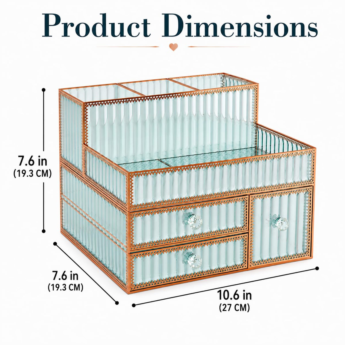 YD Youdepot Makeup Organizer detailed view of glass finish