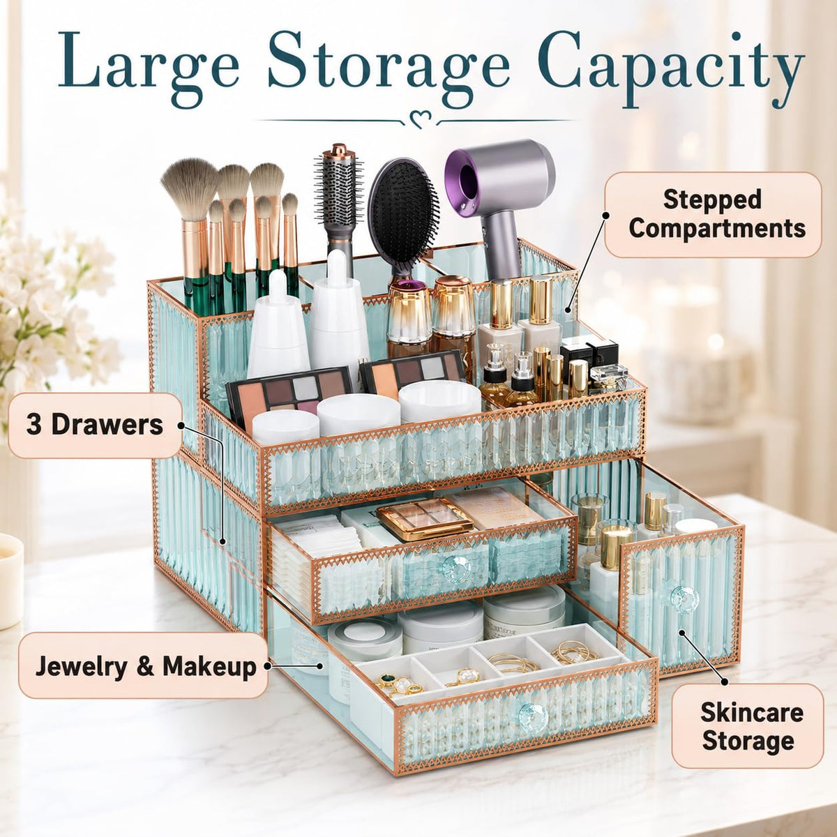 YD Youdepot Makeup Organizer with perfume and brushes