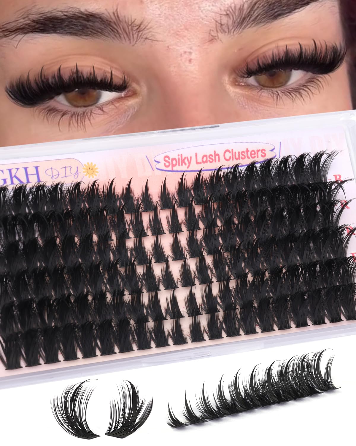 YDAGKH 80D Spiky Cat Eye Lashes front view with mixed lengths