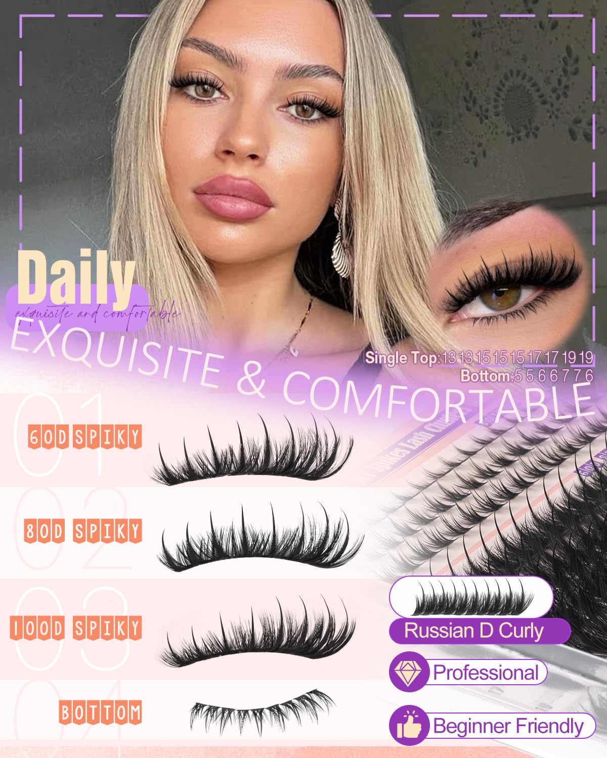 YDAGKH lash clusters kit showing spiky lashes in different lengths