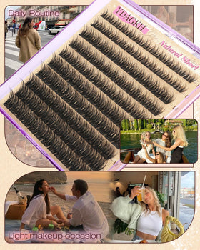 YDAGKH Short Lash Clusters 8-14mm showing texture detail