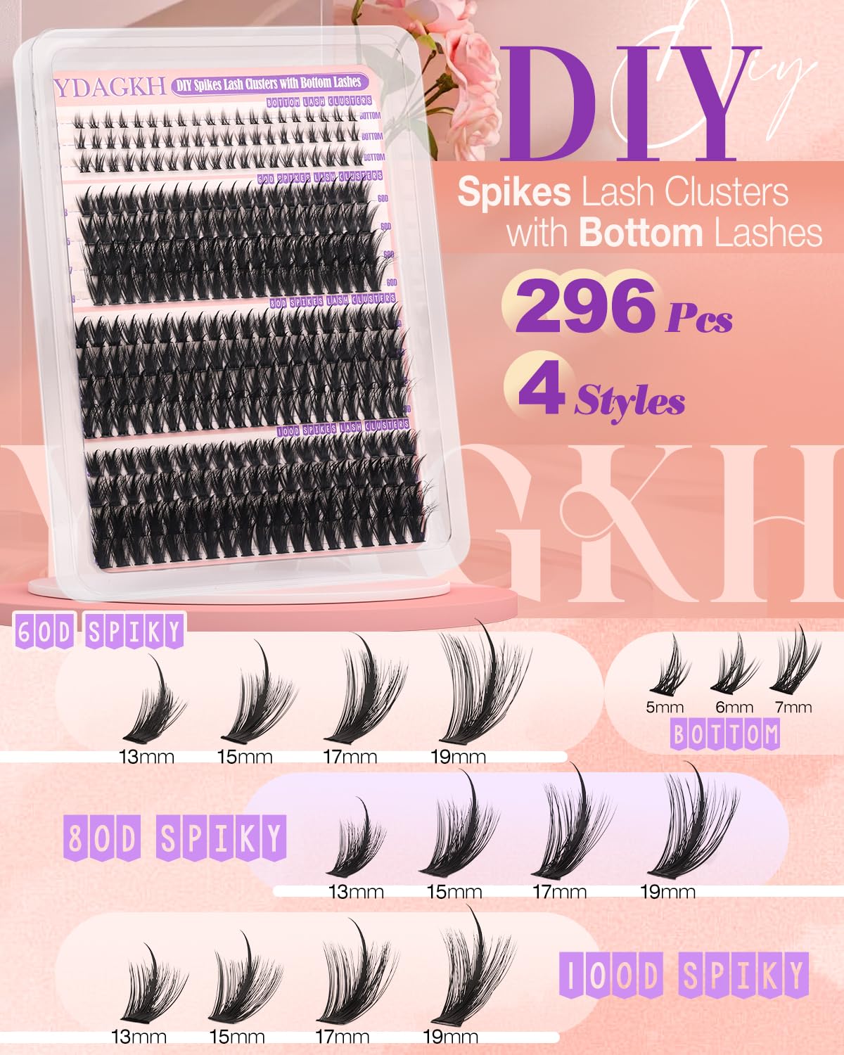 YDAGKH Volume Lash Clusters Kit with clear lash bond and seal