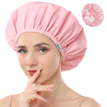 Years calm Reusable Waterproof Shower Cap front view with solid colour