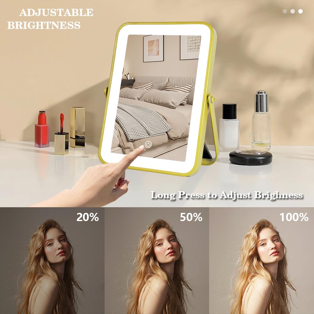 YEKKOPT Gold Makeup Mirror in a stylish vanity setup