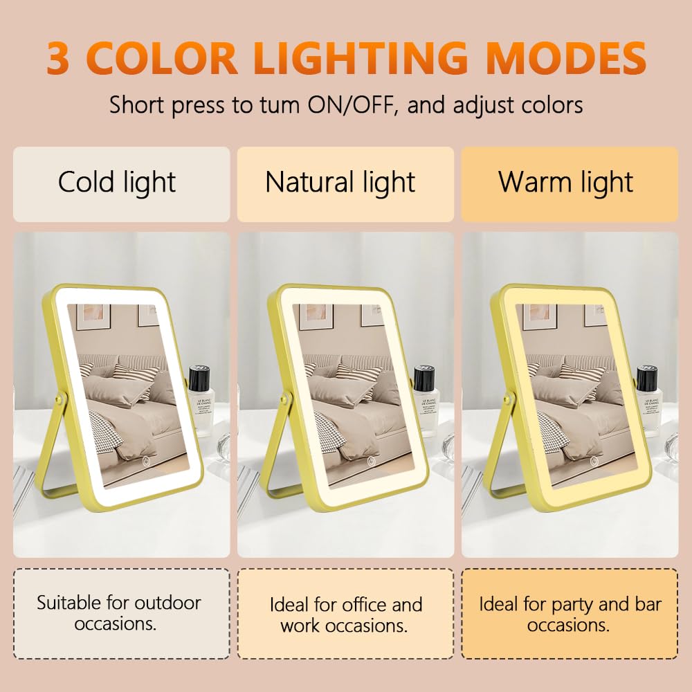 YEKKOPT Gold Rechargeable Makeup Mirror close-up showing elegant finish