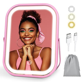 YEKKOPT Lighted Travel Makeup Mirror front view with adjustable brightness
