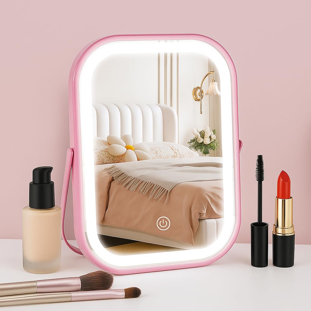 YEKKOPT Lighted Travel Makeup Mirror in a travel bag