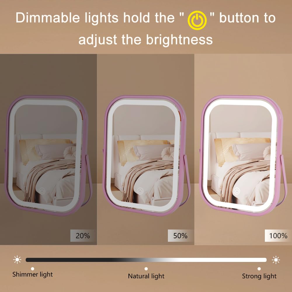 YEKKOPT Lighted Travel Makeup Mirror in use for makeup application