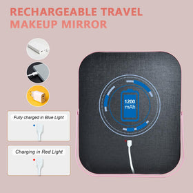 YEKKOPT Pink Makeup Mirror in storage bag