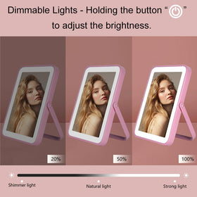 YEKKOPT Pink Rechargeable Vanity Mirror close-up of high-definition reflection