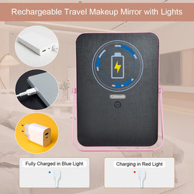 YEKKOPT Pink Rechargeable Vanity Mirror folded for travel