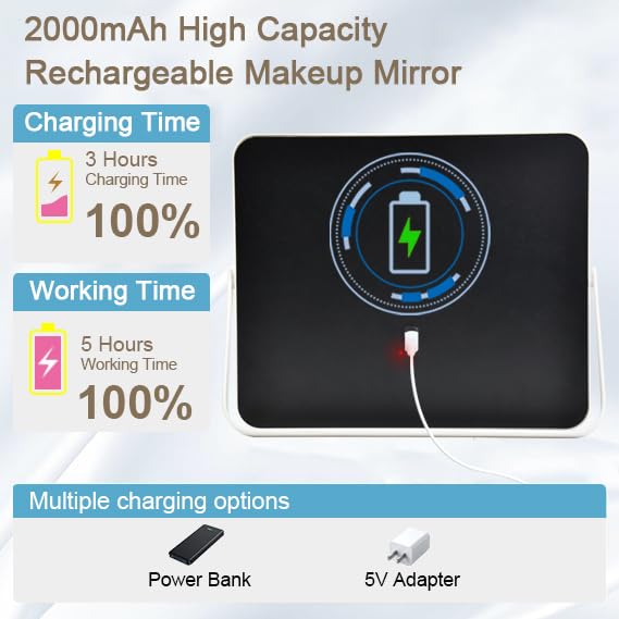 YEKKOPT Portable Desk Vanity Mirror lighting modes demonstration