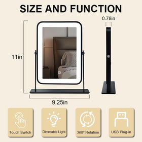YEKKOPT Portable Desk Vanity Mirror side view showcasing touch screen