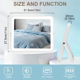 YEKKOPT Portable Desk Vanity Mirror side view showing touch screen